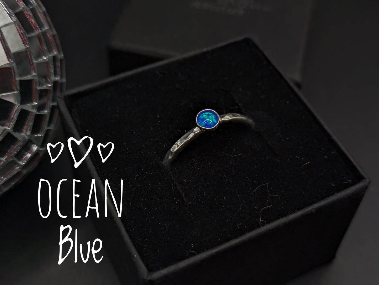 Sterling Silver Band With Ocean Blue Opal