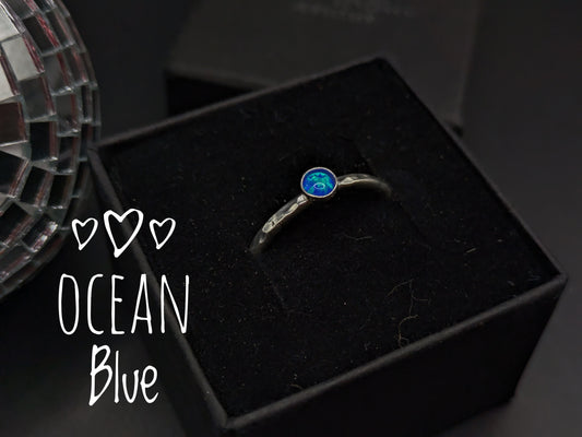 Sterling Silver Band With Ocean Blue Opal