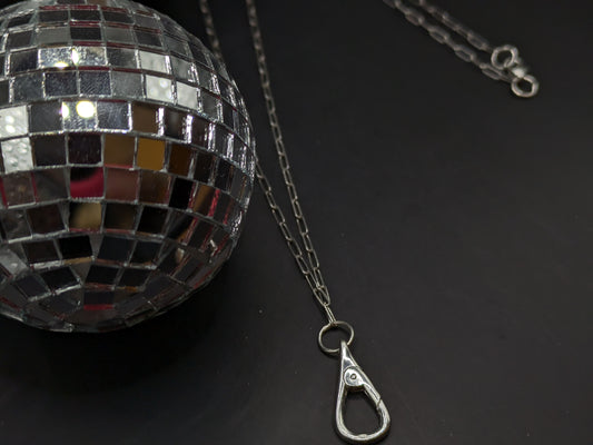 Solid Silver Carabiner Long Chain