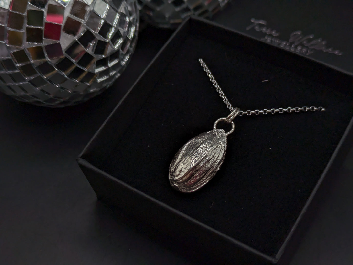 Solid Silver Almond Pendant