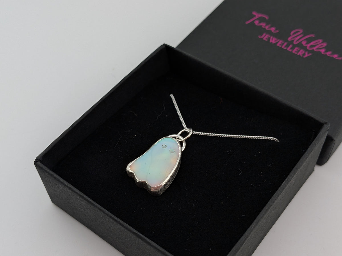 Iridescent Aurora Opal Ghost Pendant