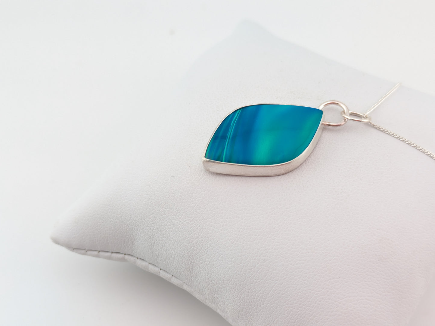 Blue Green Aurora Opal Pendant
