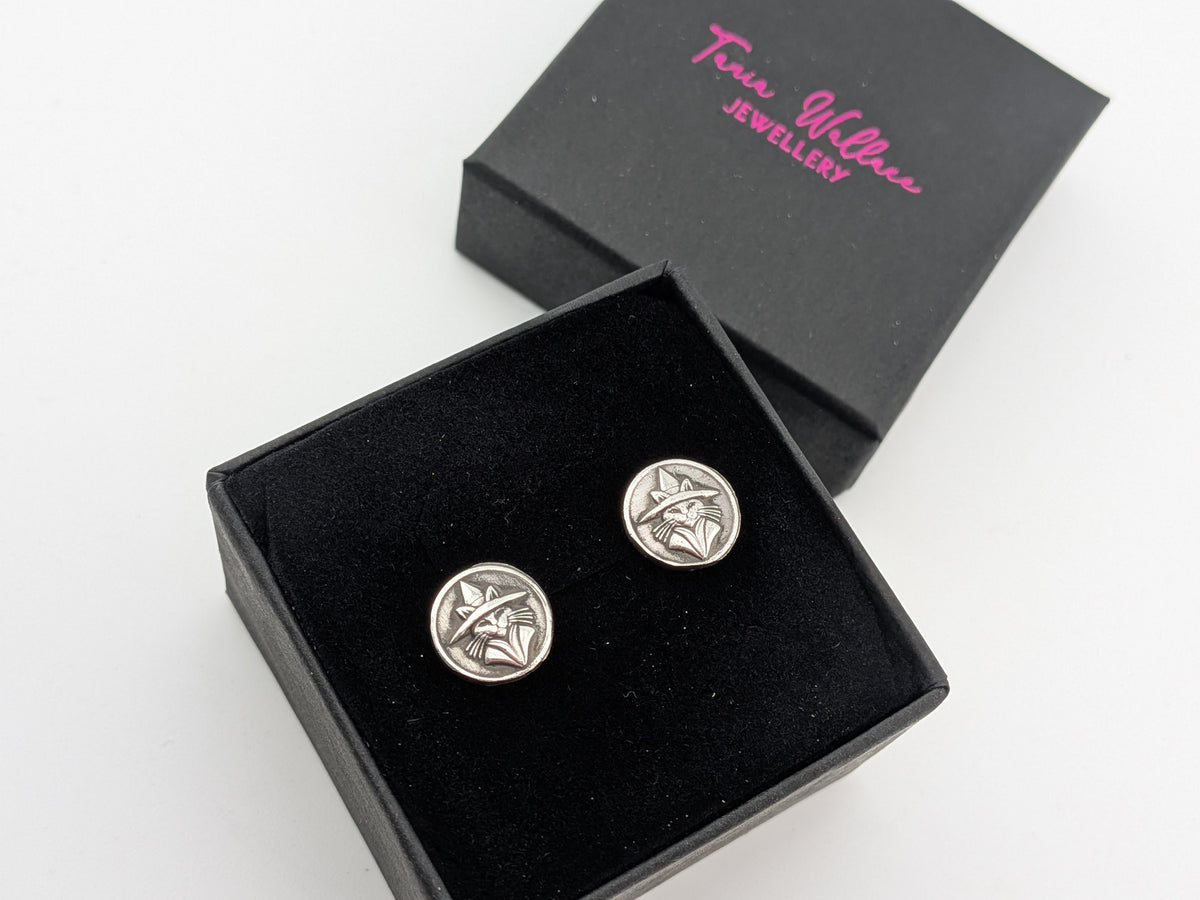 3D Witches Cat Studs