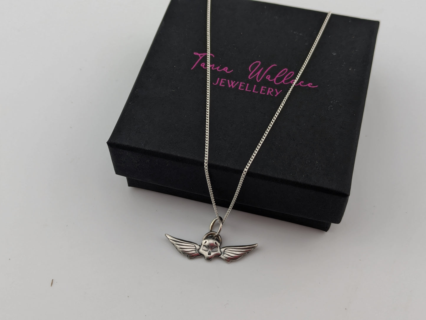 Sterling Silver Winged Skull Pendant