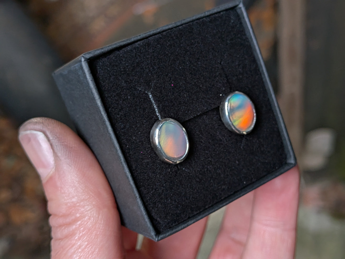 Green Aurora Opal Studs