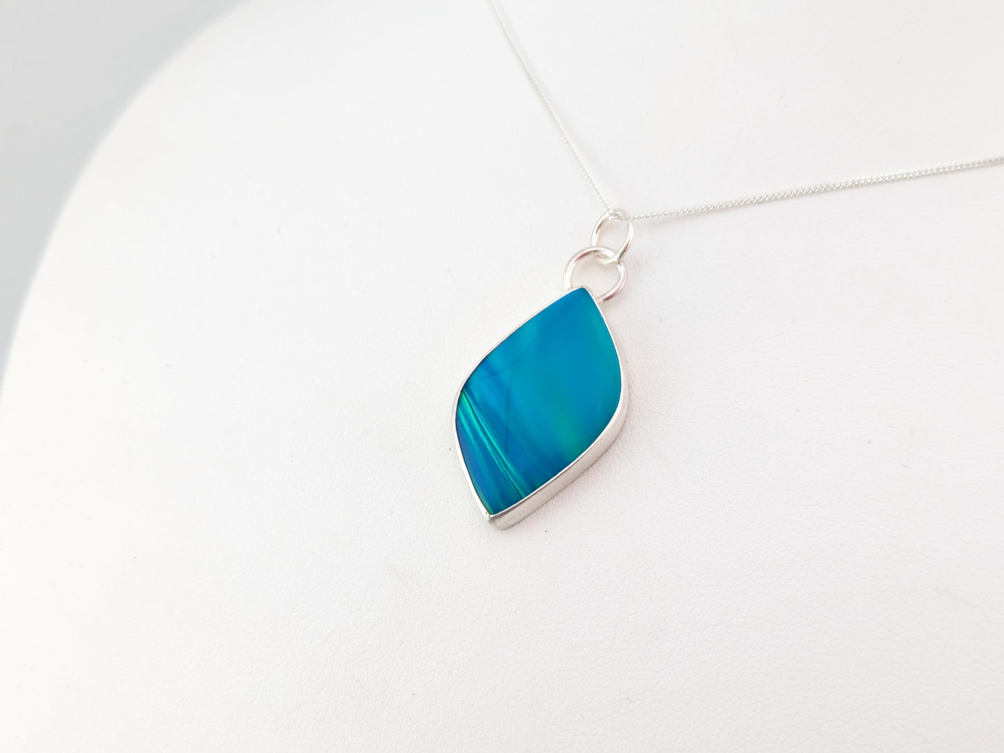 Blue Green Aurora Opal Pendant
