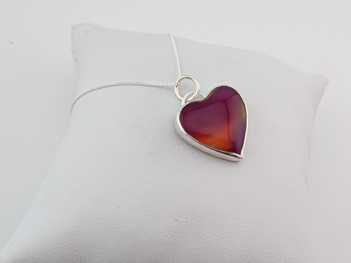 Cherry Red Aurora Opal Heart Pendant
