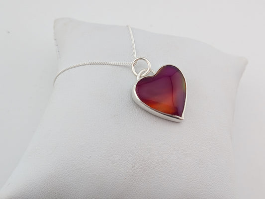 Cherry Red Aurora Opal Heart Pendant