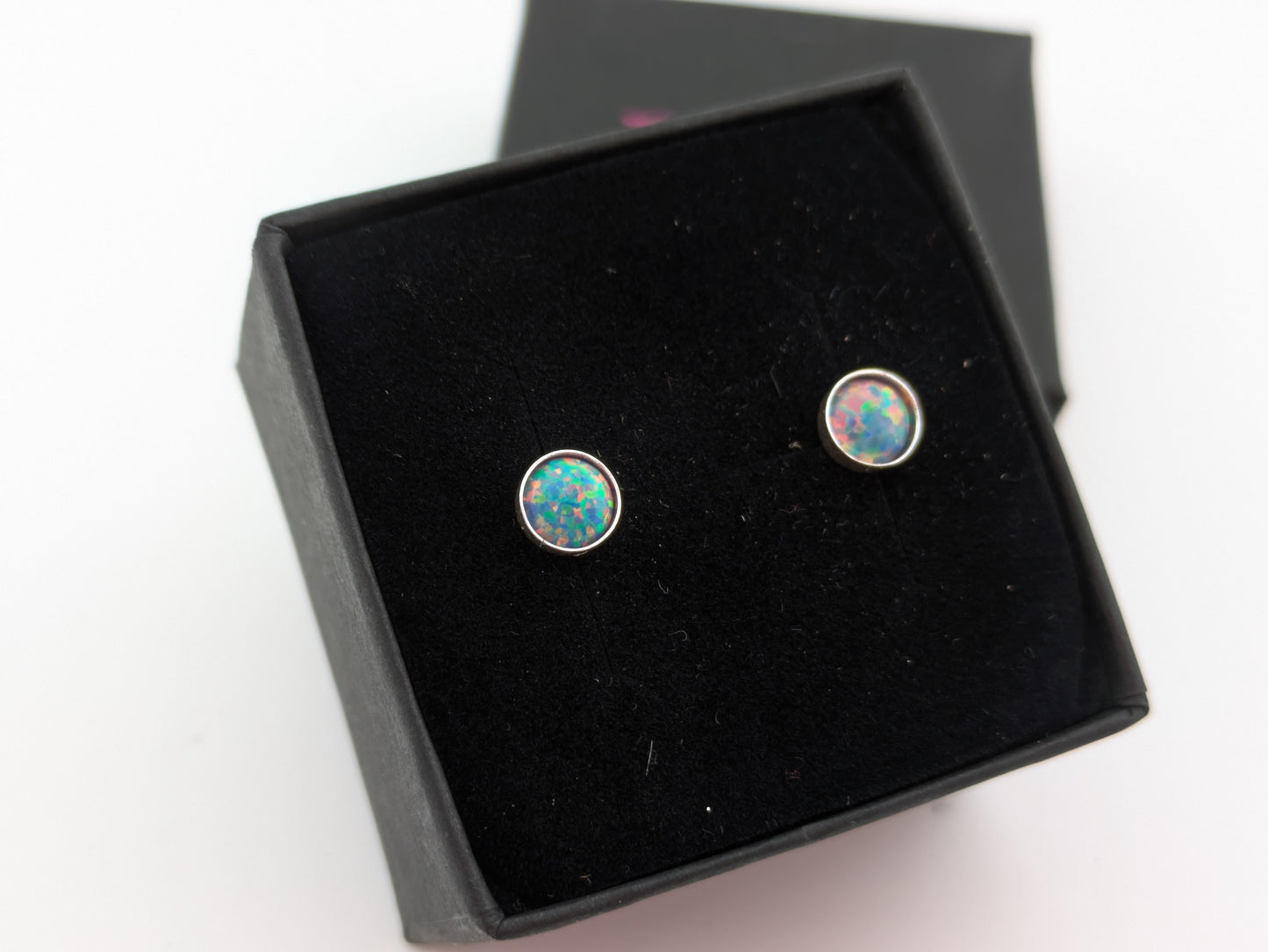 Aegean Blue Lab Opal Sterling Silver Studs