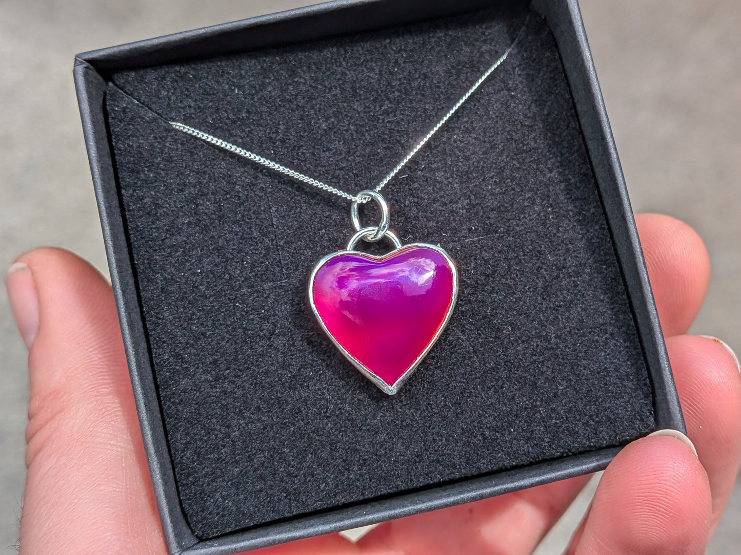 Cherry Red Aurora Opal Heart Pendant