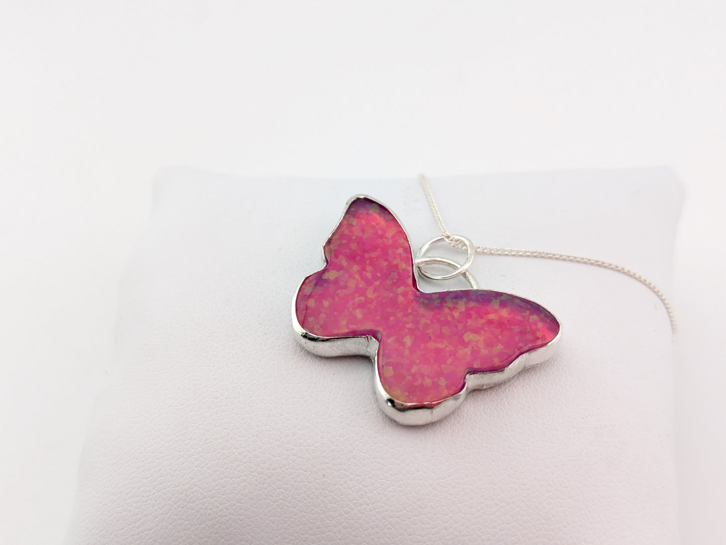 Pink Glitter Butterfly Pendant