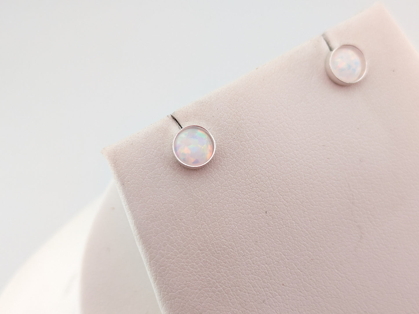Red & Green Lab Opal Sterling Silver Studs