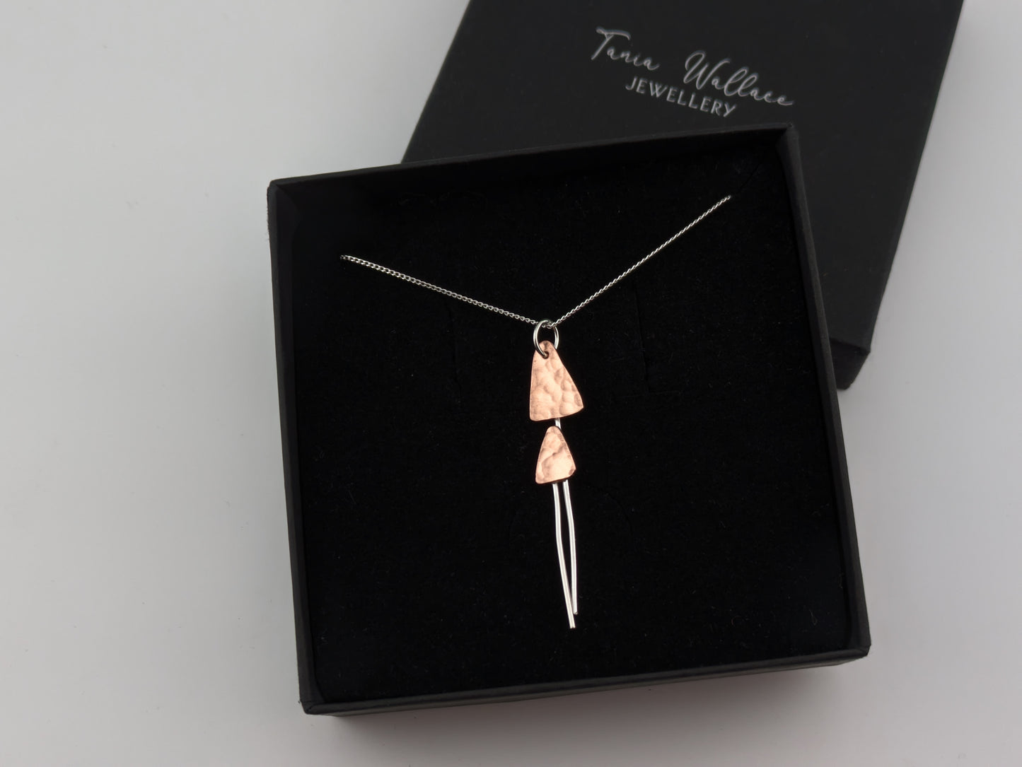 Copper and silver toadstool pendant