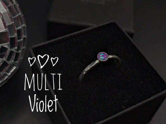 Sterling Silver Band With Violet Opal