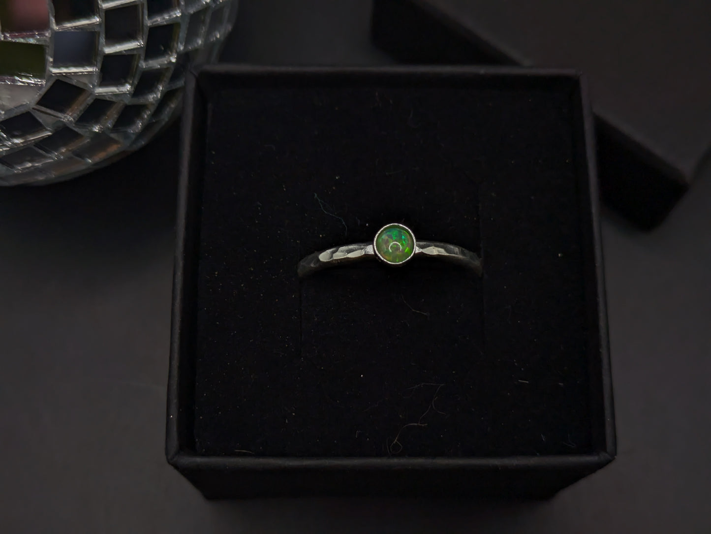 Sterling Silver Band With Green Opal