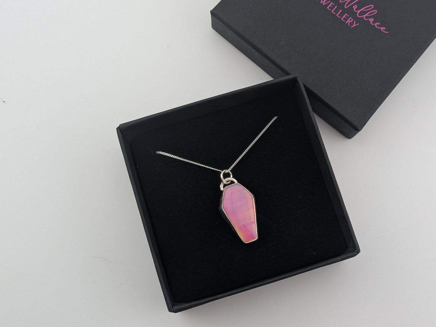 Pink Aurora Opal Coffin Pendant