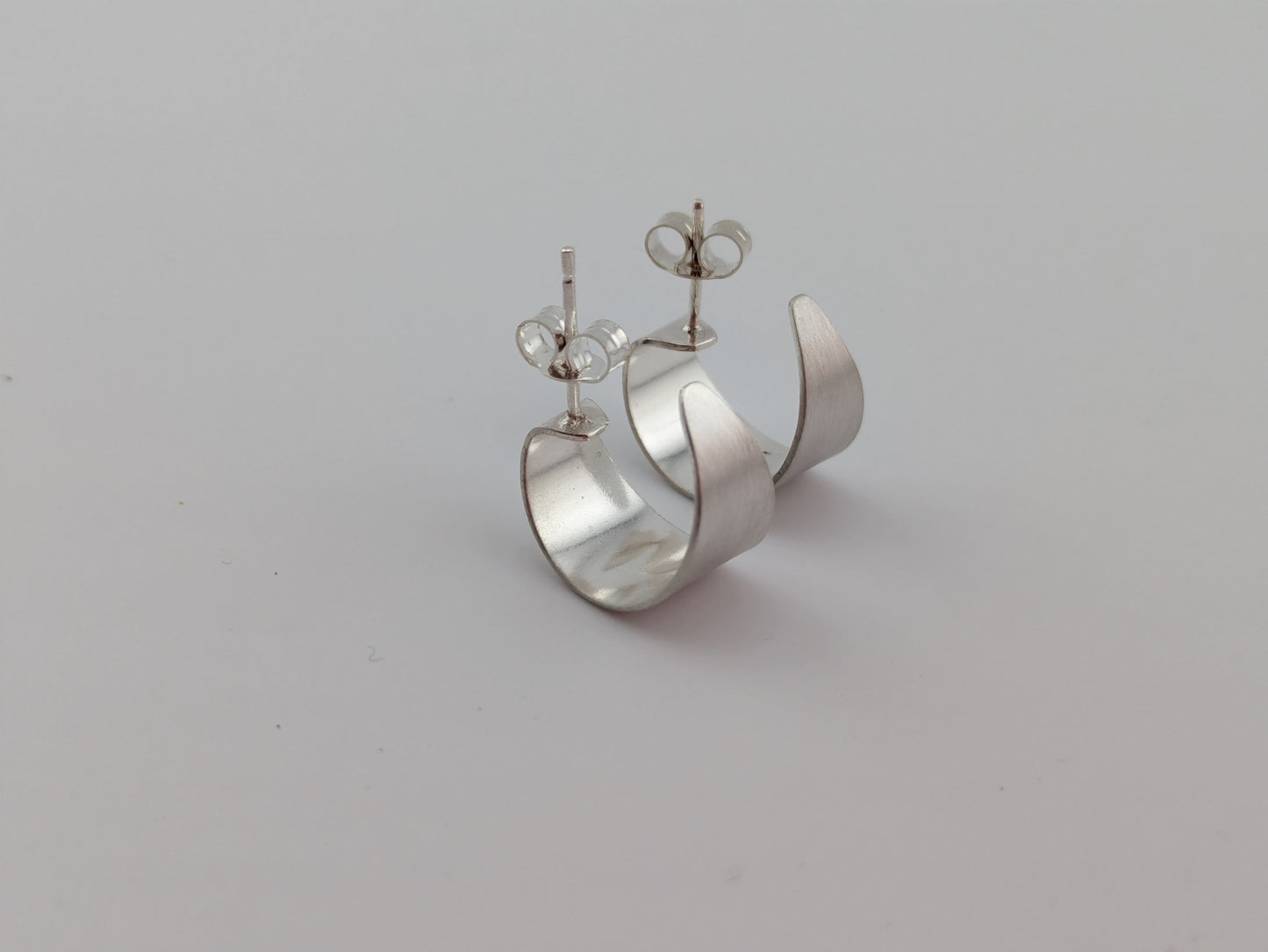 Brushed Silver Hoops