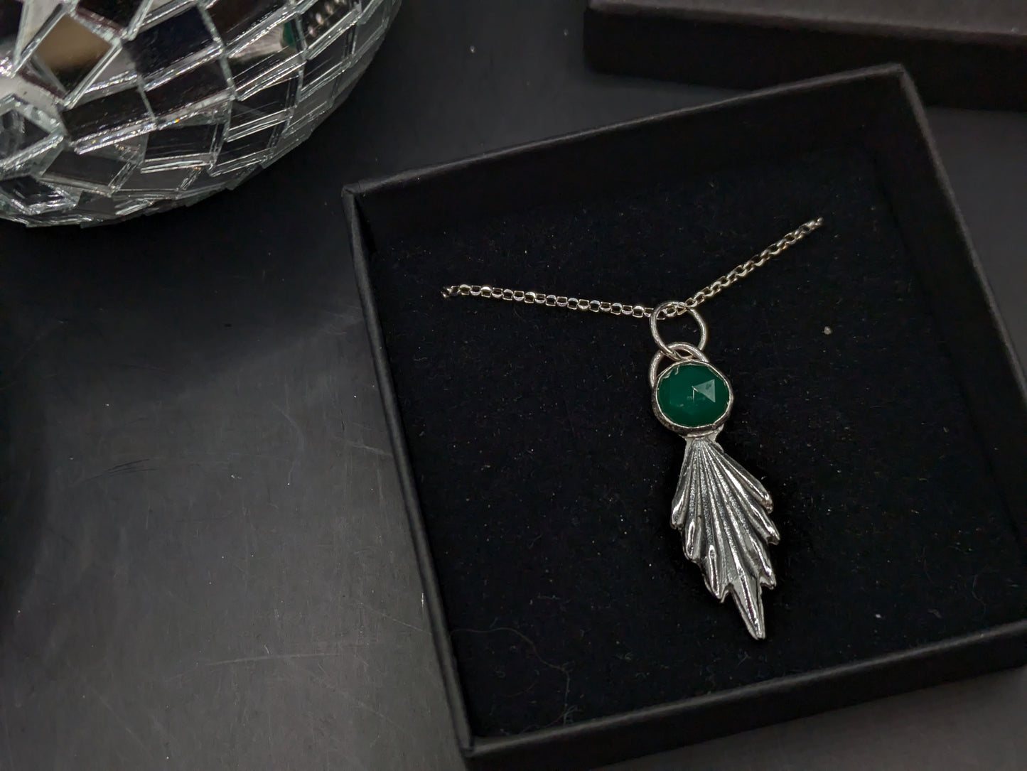 3D Fan and Green Agate Pendant