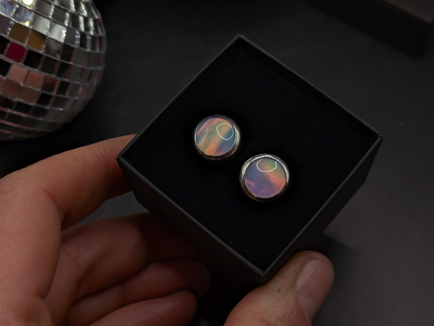 Baby Blue Aurora Opal Studs