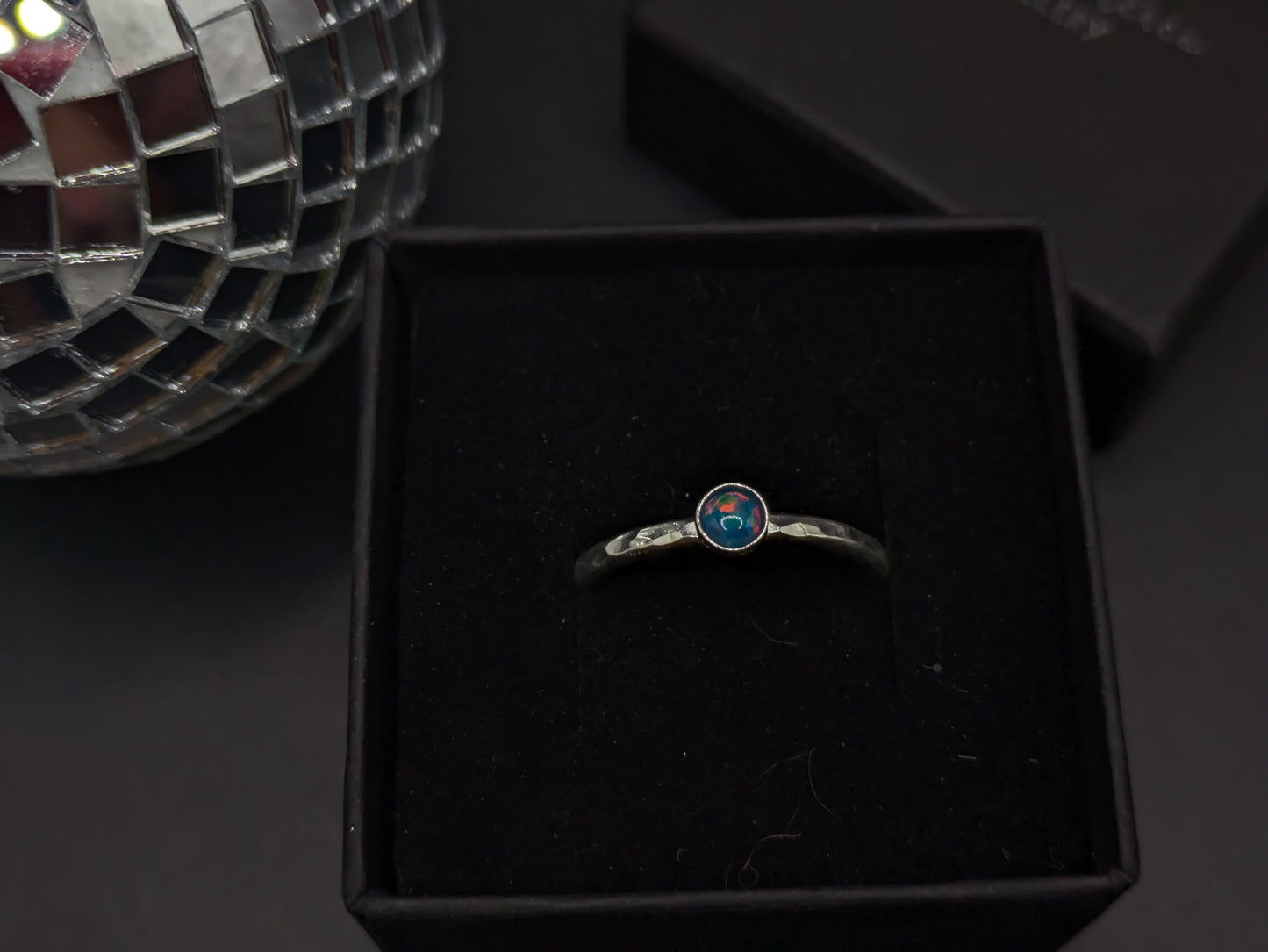 Sterling Silver Band With Aegean Blue Opal