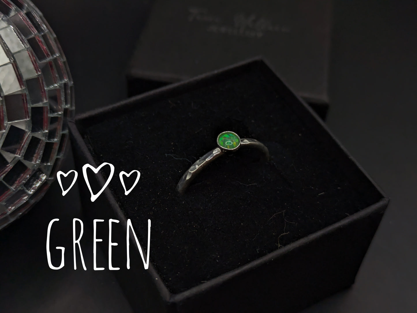 Sterling Silver Band With Green Opal