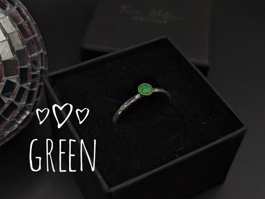Sterling Silver Band With Green Opal