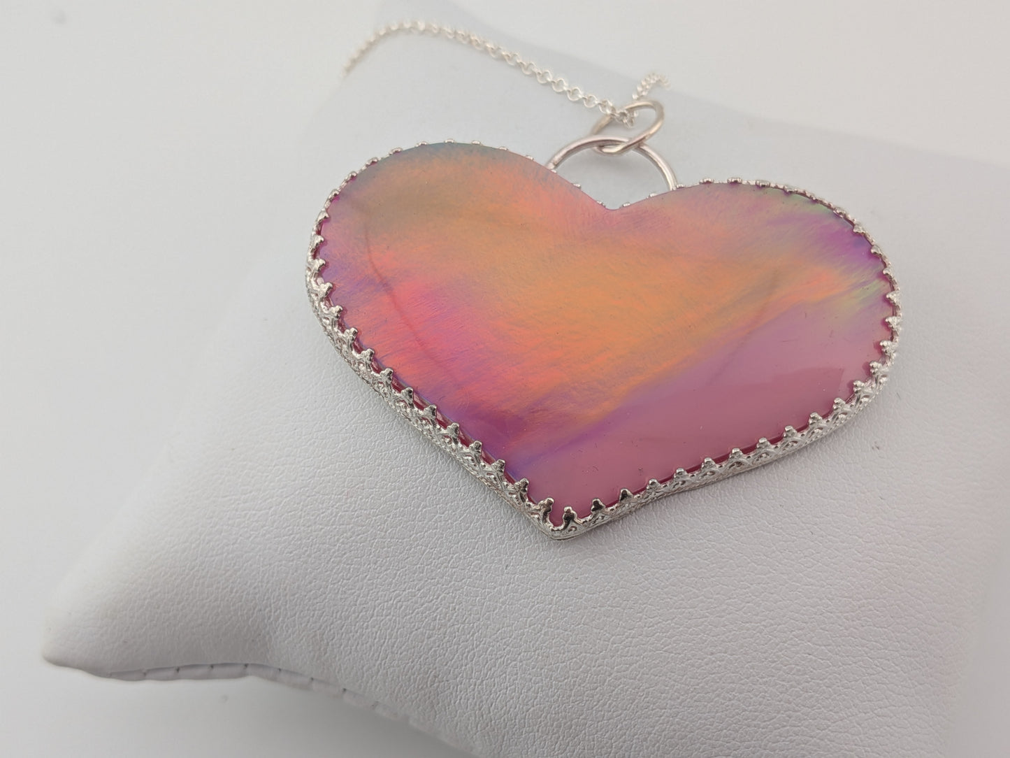 Very Large Aurora Opal Heart Pendant