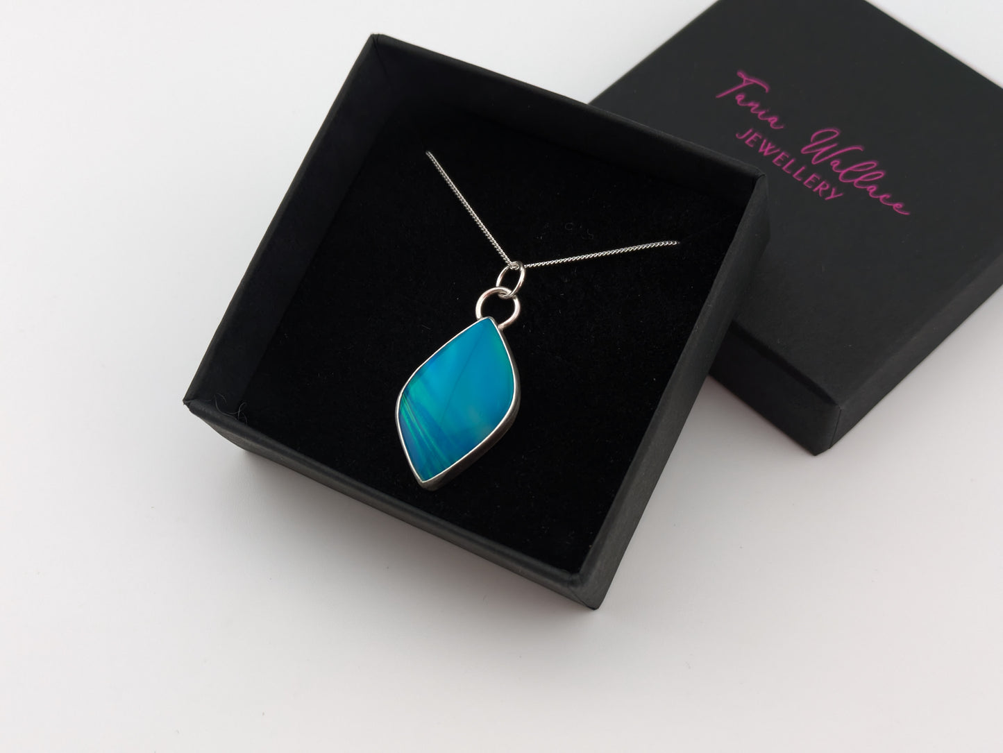 Blue Green Aurora Opal Pendant