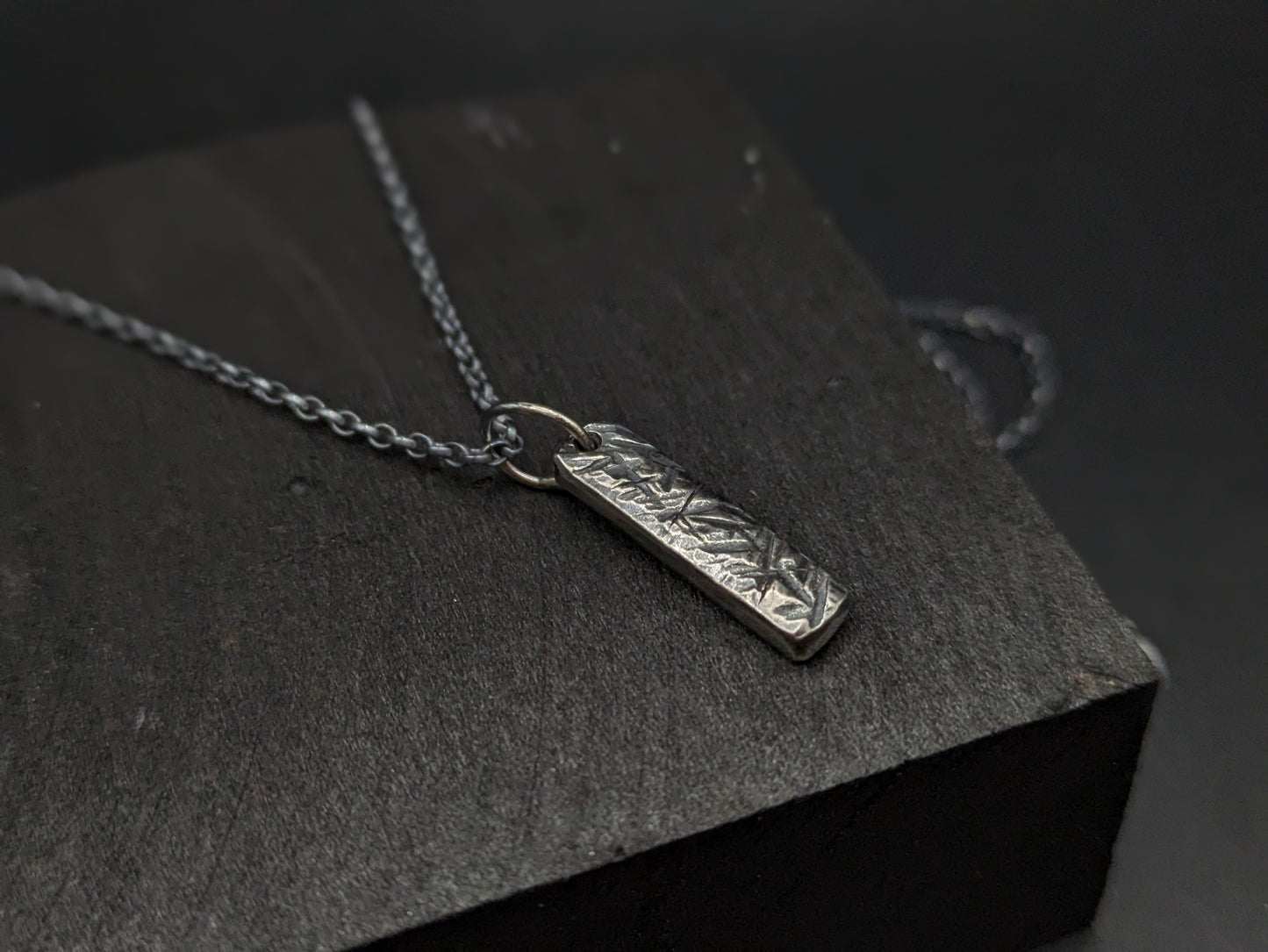 Chunky Textured Bar Pendant