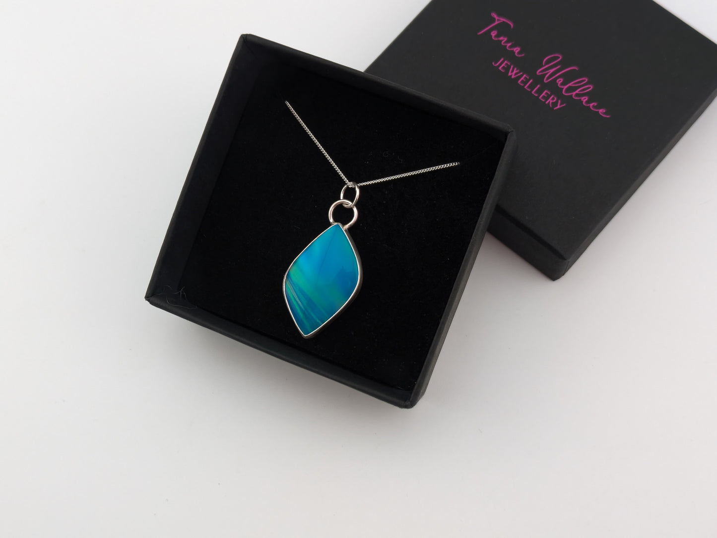 Blue Green Aurora Opal Pendant