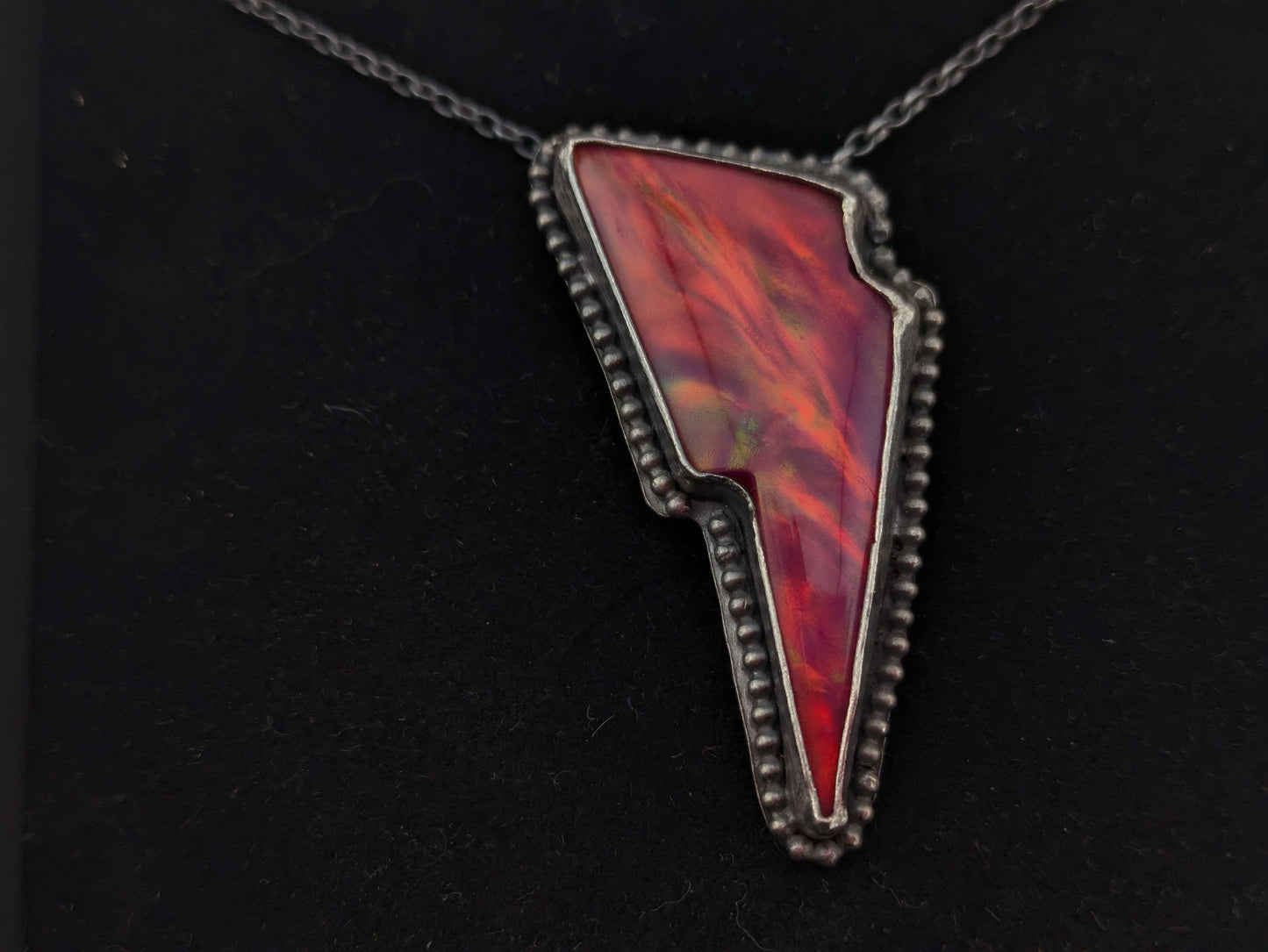 Red Aurora Opal Bolt Pendant