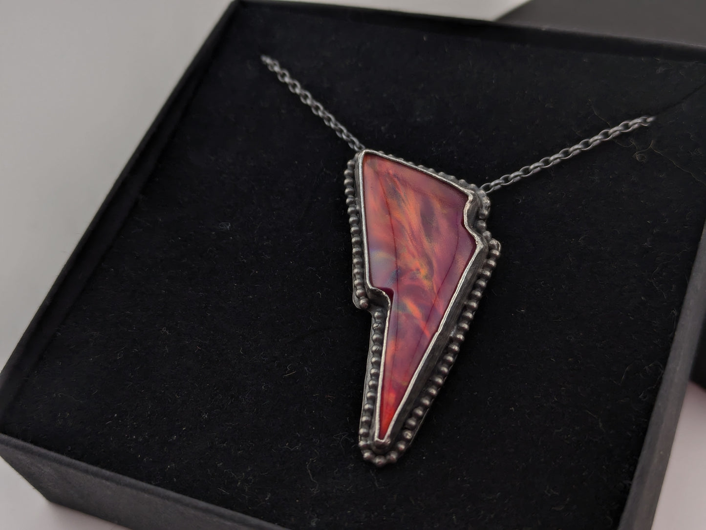 Red Aurora Opal Bolt Pendant