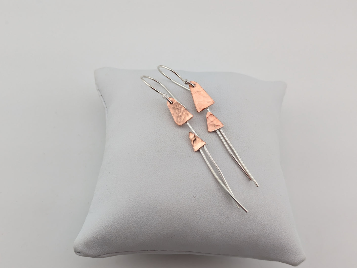 Copper and Silver Toadstool Earrings