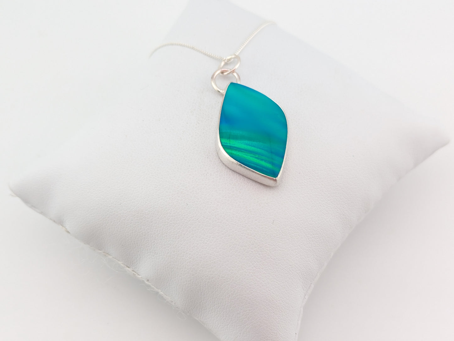 Blue Green Aurora Opal Pendant