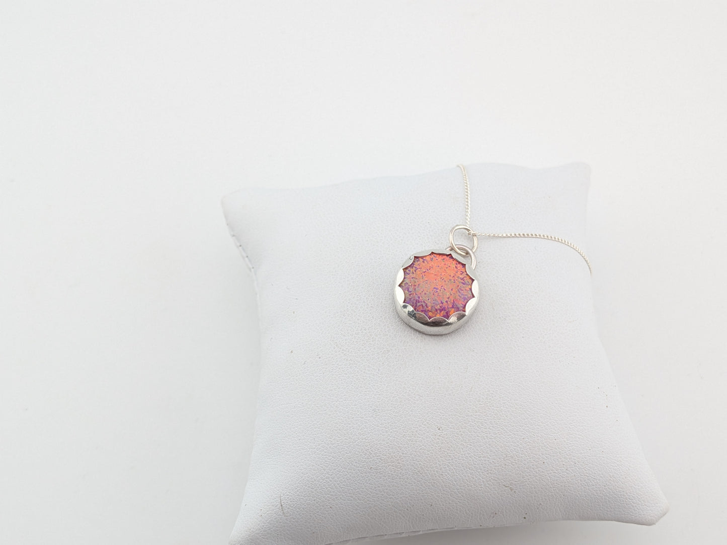Pink Rainbow Glitter Opal Pendant