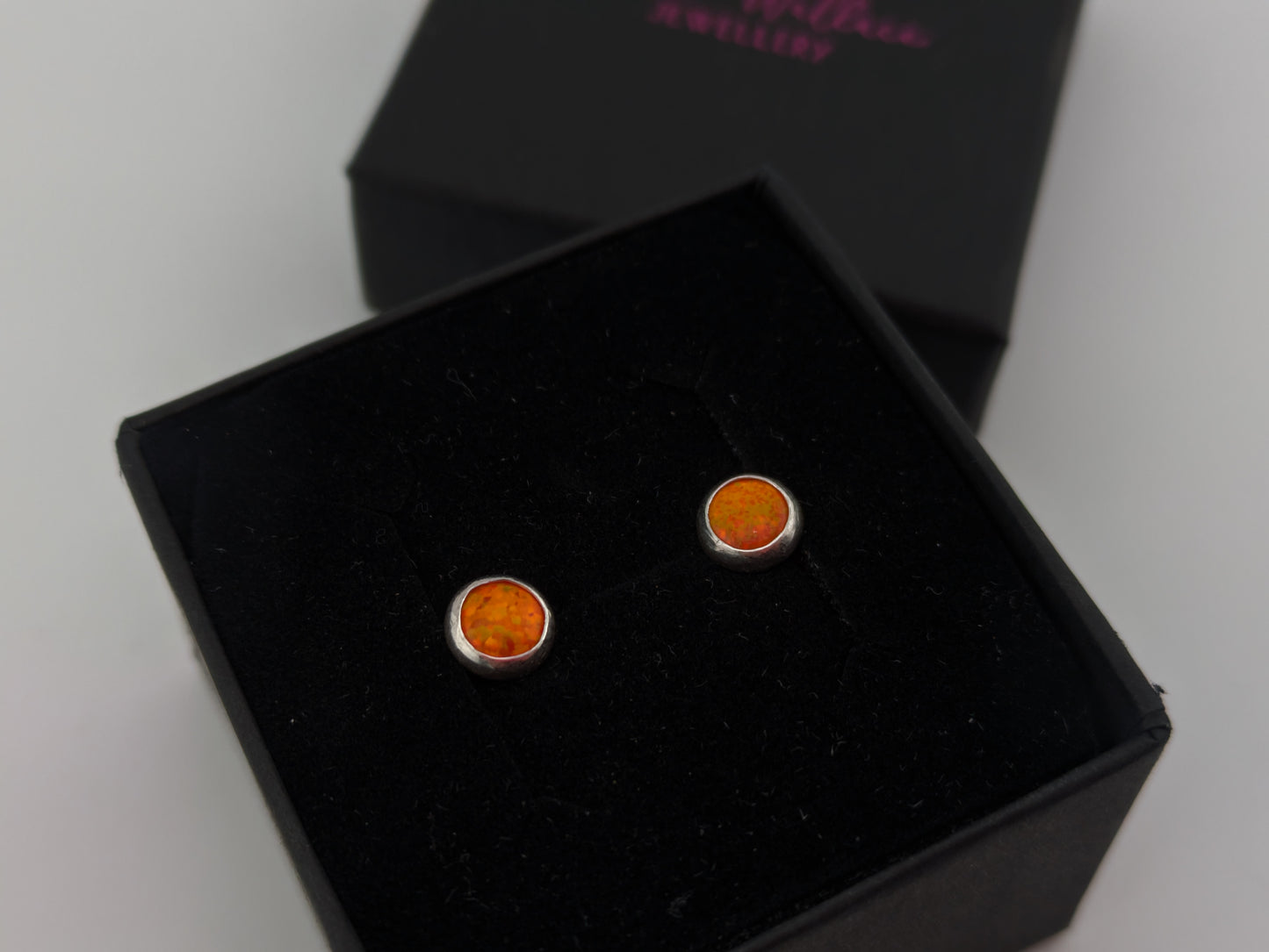 Sunset Flame Lab Opal Sterling Silver Studs
