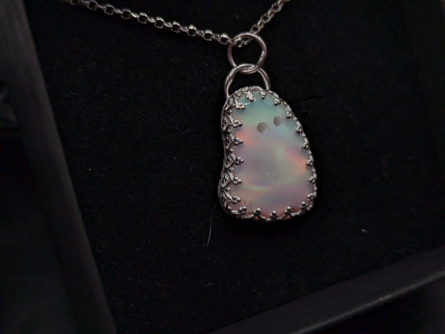 Rainbow Aurora Opal Ghost Pendant