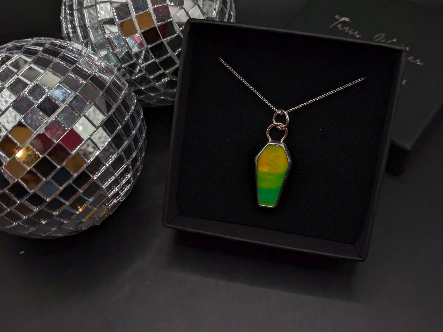 Bright Green Aurora Opal Coffin Pendant