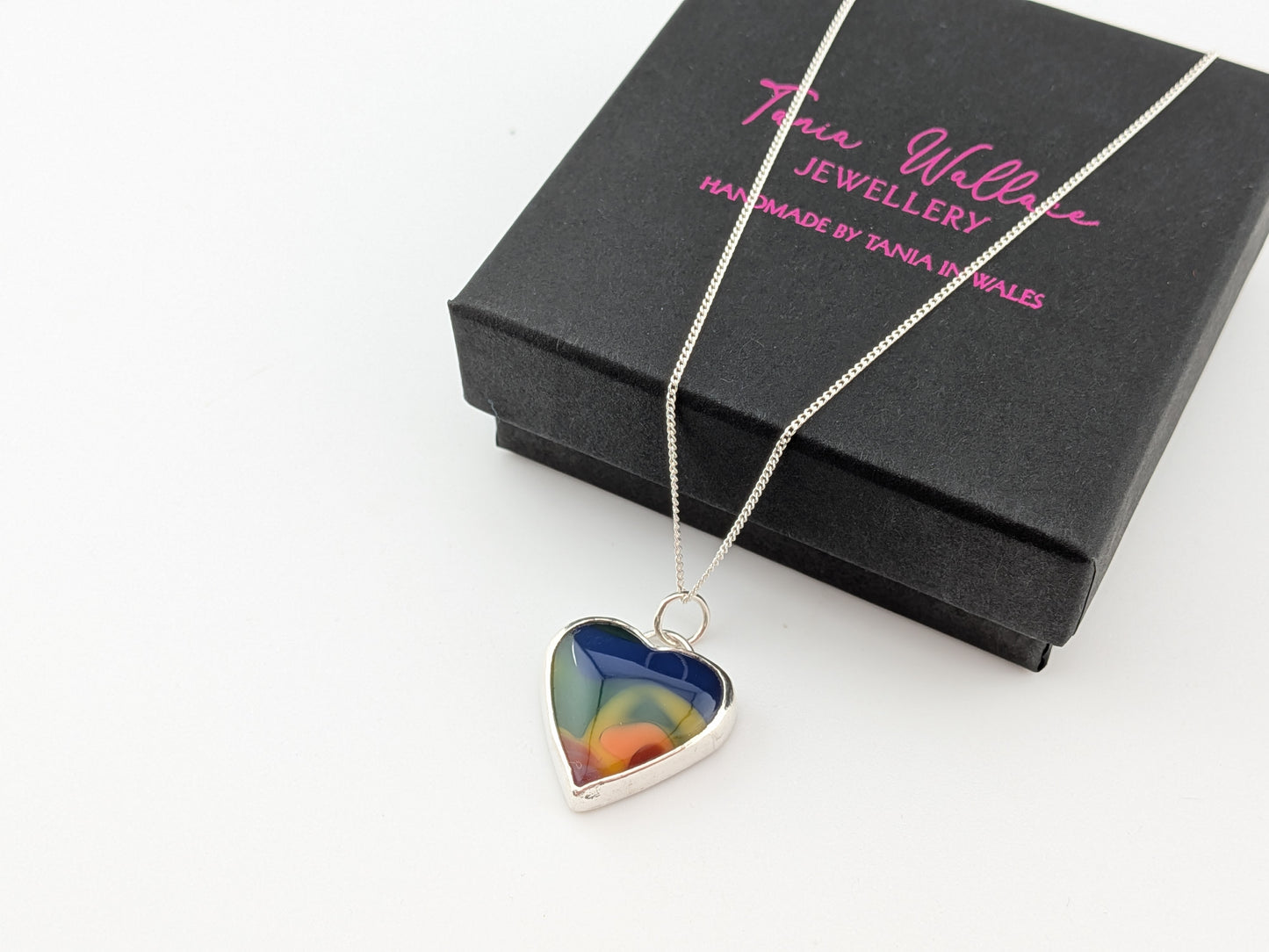 Rainbow Swirl Heart Pendant