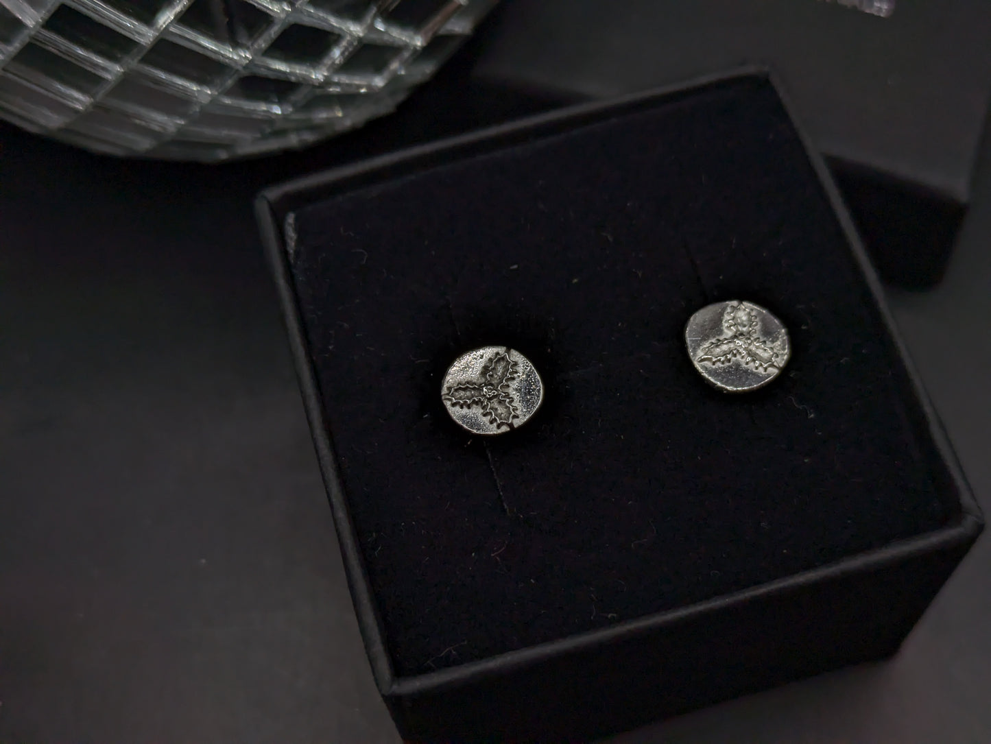 Solid Silver Holly Leaf Studs