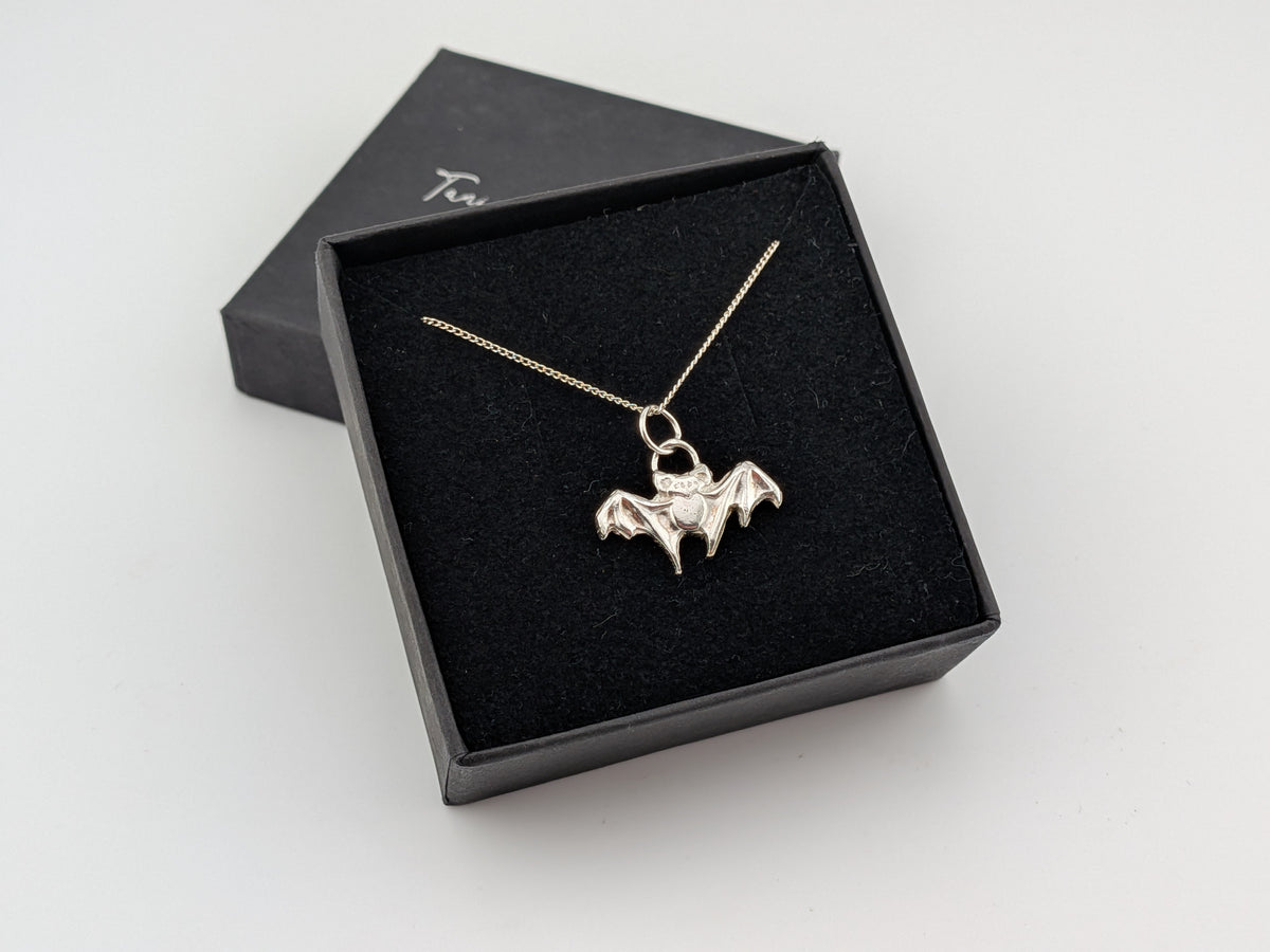 Sterling Silver Hand Pressed Bat Pendant
