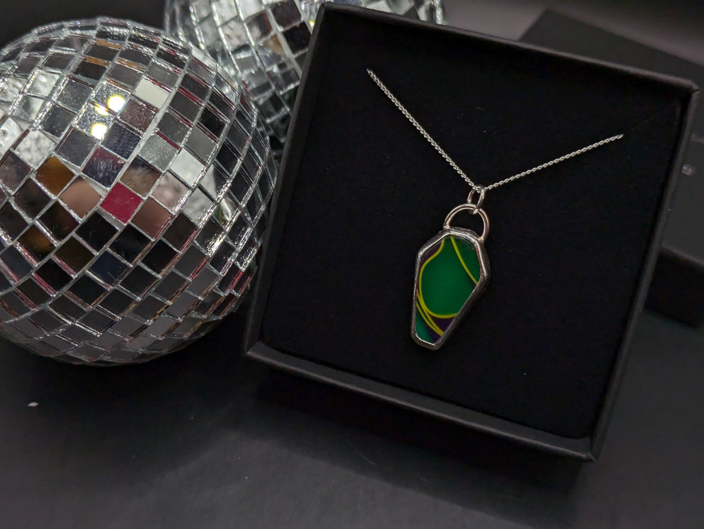 Green and Purple Coffin Pendant