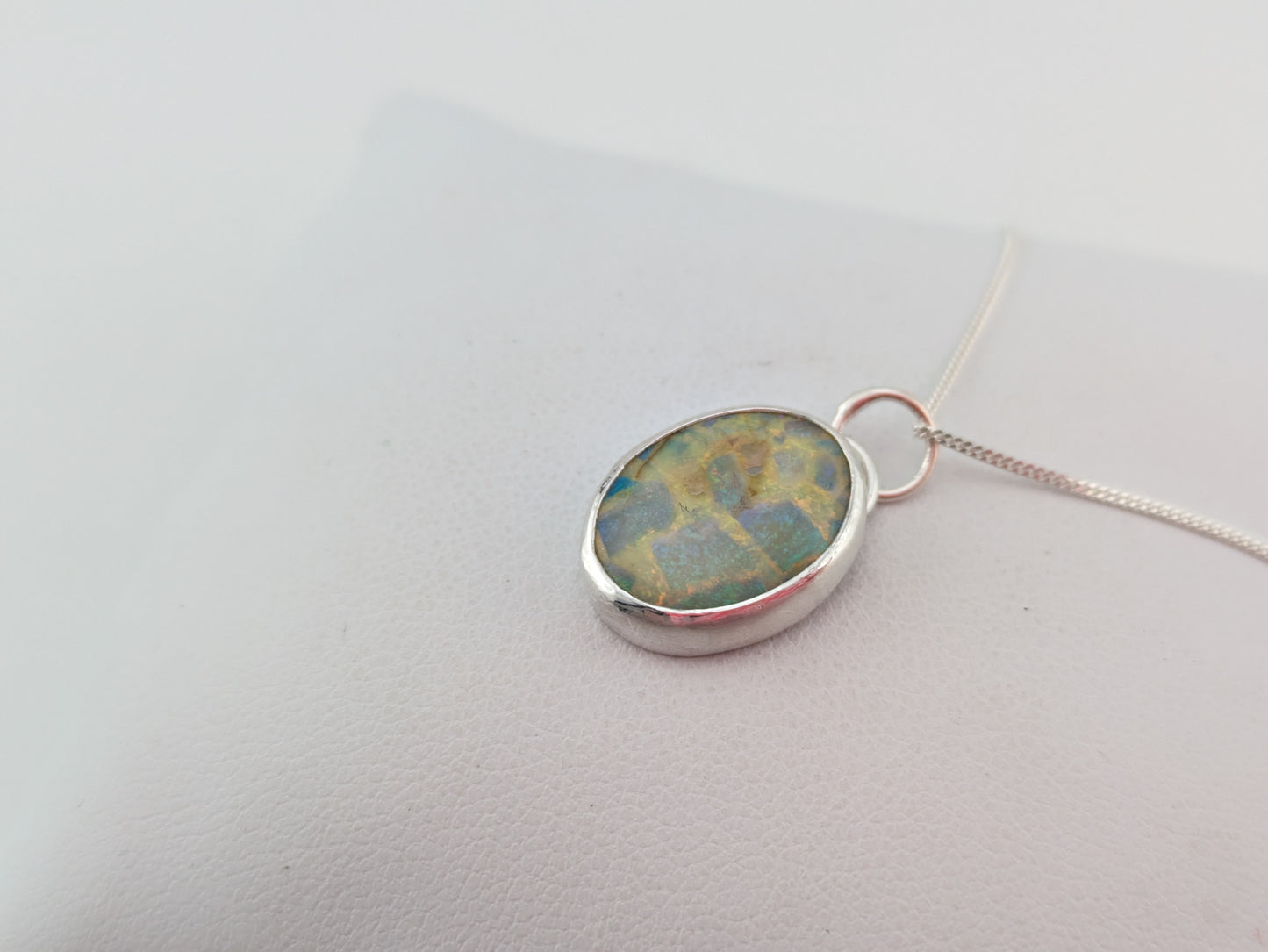 Sterling Opal Oval Pendant