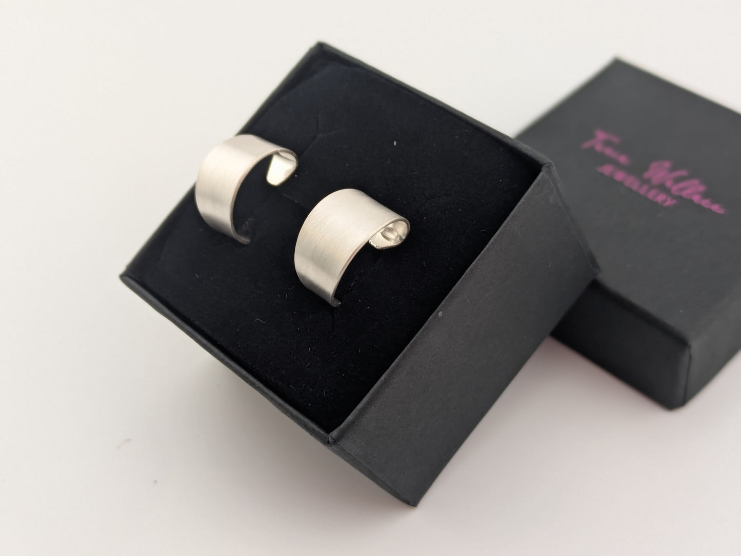 Brushed Silver Hoops