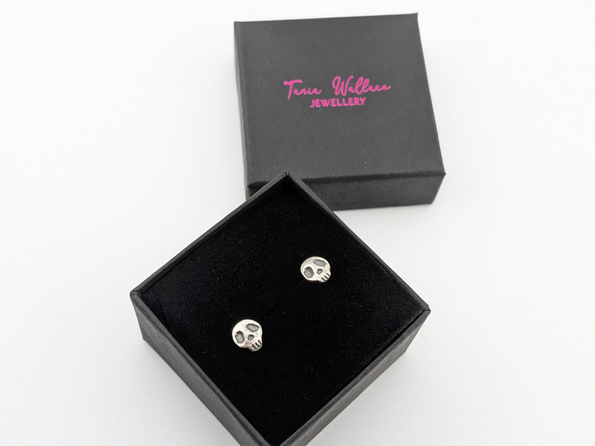 Solid Silver Skull Studs