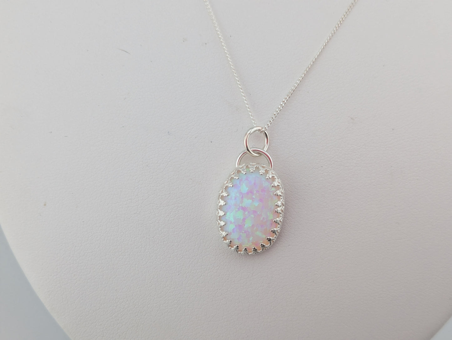 Oval Lab Created Opal Pendant