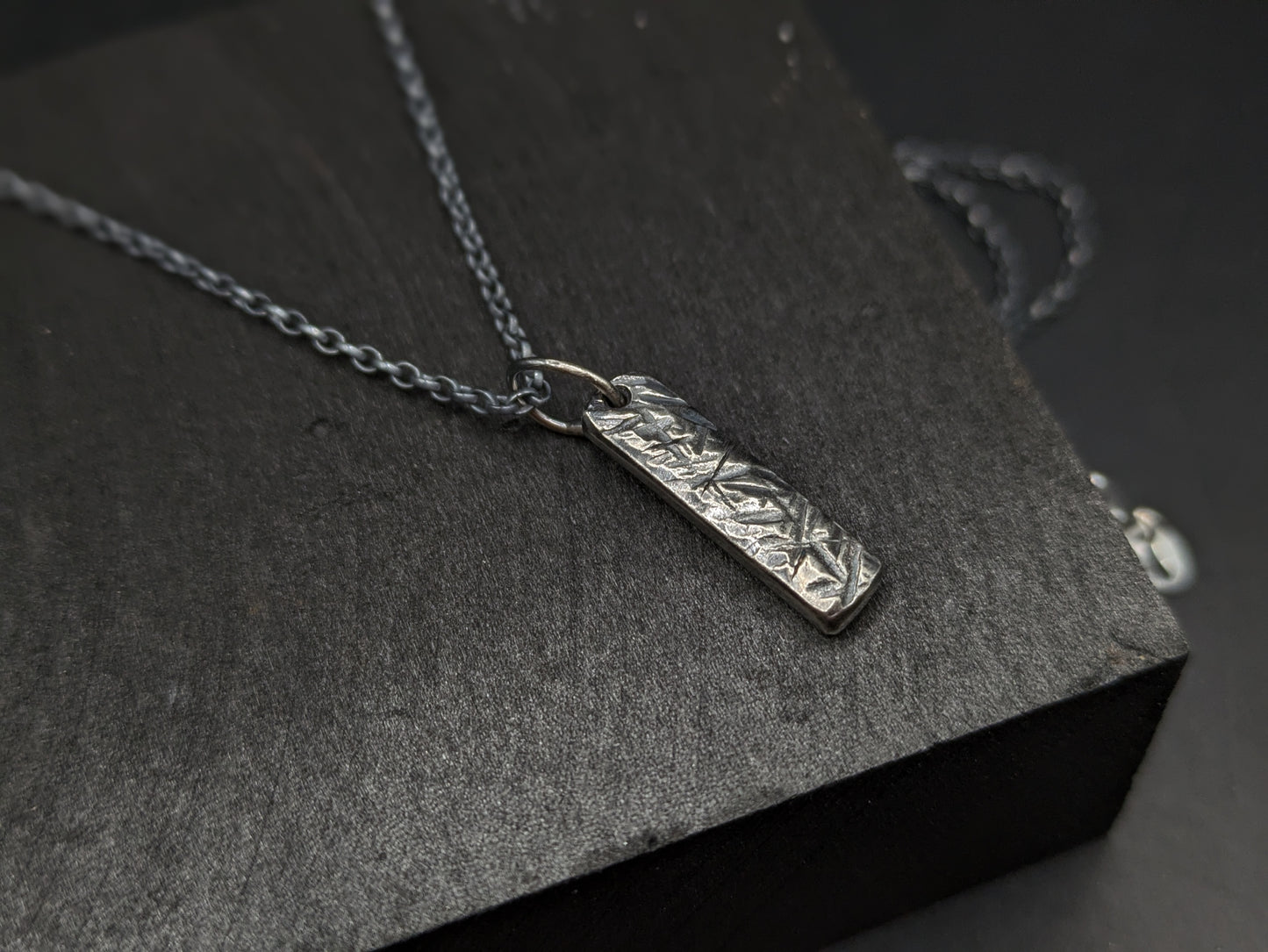 Chunky Textured Bar Pendant