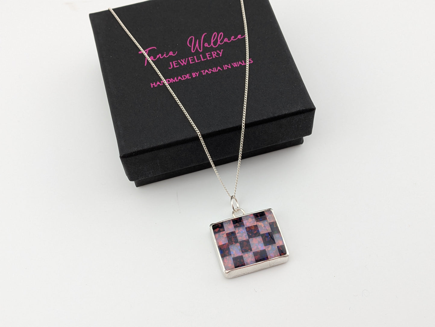 Purple Checkerboard Pendant