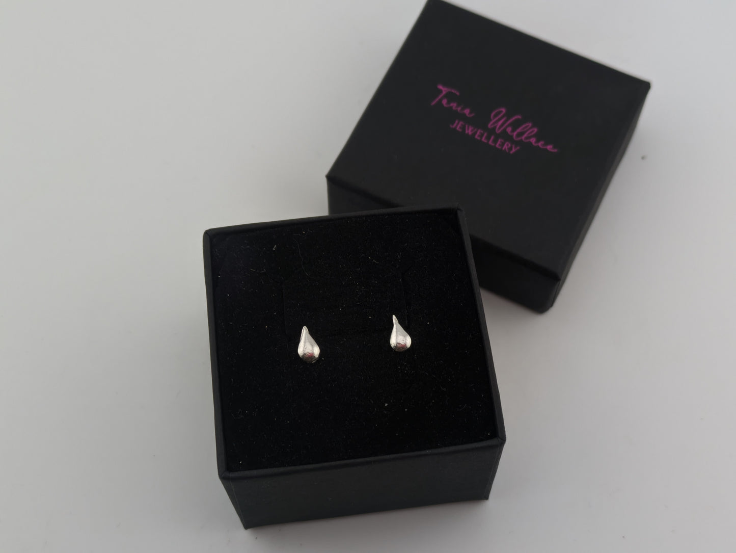 Mini Solid Silver Teardrop Studs