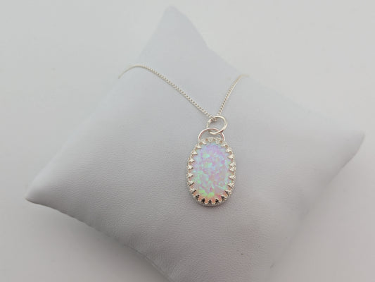 Oval Lab Created Opal Pendant